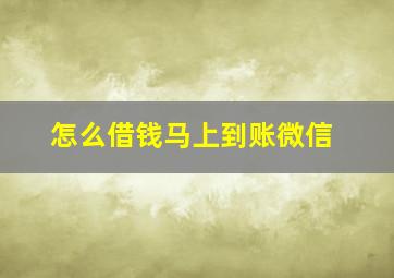 怎么借钱马上到账微信