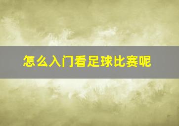 怎么入门看足球比赛呢