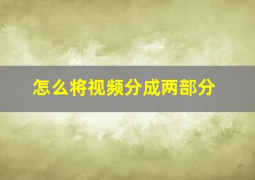 怎么将视频分成两部分