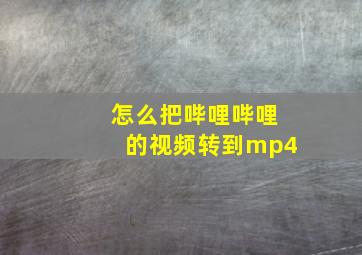 怎么把哔哩哔哩的视频转到mp4