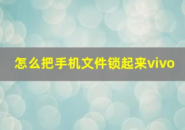 怎么把手机文件锁起来vivo