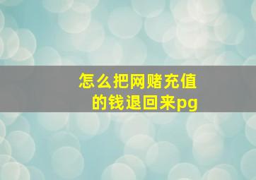 怎么把网赌充值的钱退回来pg