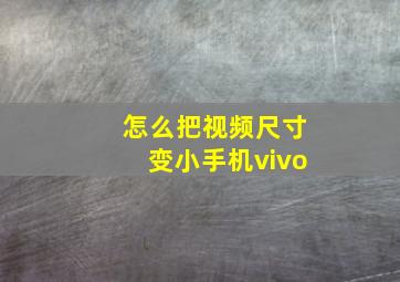 怎么把视频尺寸变小手机vivo