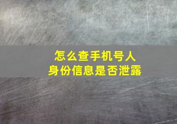 怎么查手机号人身份信息是否泄露