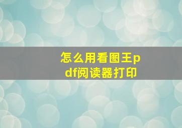 怎么用看图王pdf阅读器打印