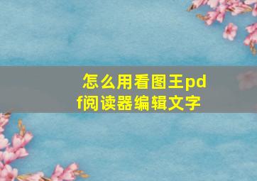 怎么用看图王pdf阅读器编辑文字