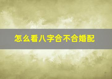 怎么看八字合不合婚配