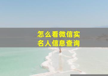 怎么看微信实名人信息查询