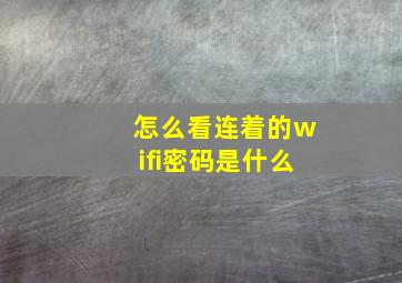 怎么看连着的wifi密码是什么