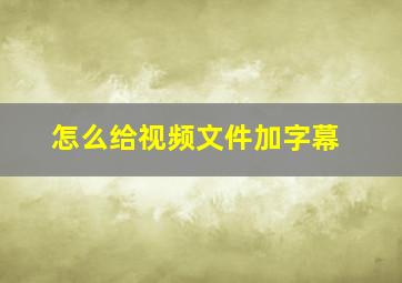 怎么给视频文件加字幕