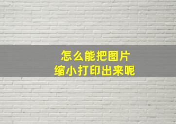 怎么能把图片缩小打印出来呢