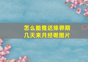 怎么能推迟排卵期几天来月经呢图片