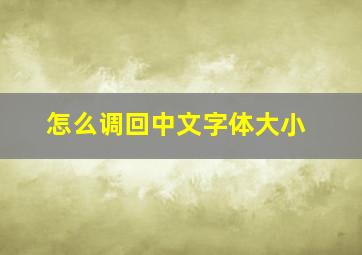 怎么调回中文字体大小