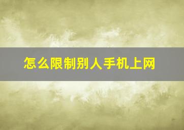 怎么限制别人手机上网