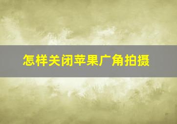 怎样关闭苹果广角拍摄