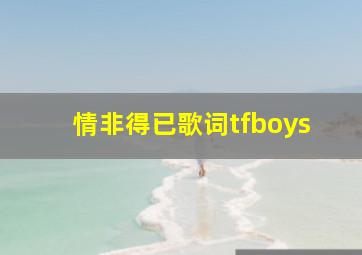 情非得已歌词tfboys