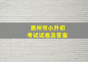 惠州市小升初考试试卷及答案