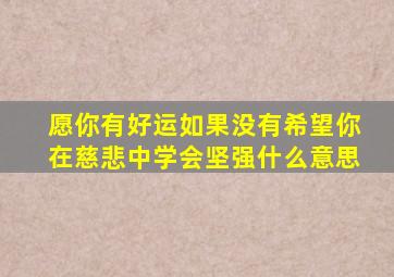 愿你有好运如果没有希望你在慈悲中学会坚强什么意思