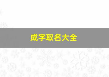 成字取名大全