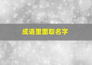 成语里面取名字