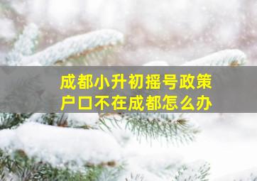 成都小升初摇号政策户口不在成都怎么办