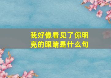 我好像看见了你明亮的眼睛是什么句