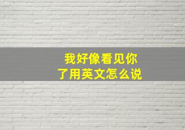 我好像看见你了用英文怎么说