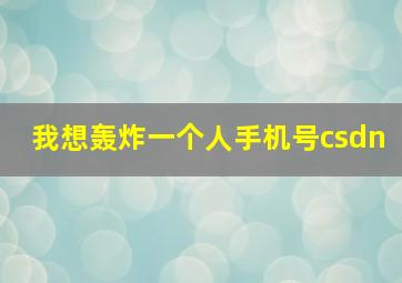 我想轰炸一个人手机号csdn