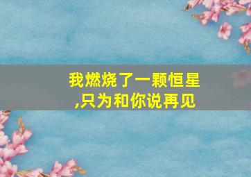 我燃烧了一颗恒星,只为和你说再见