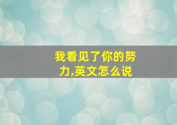 我看见了你的努力,英文怎么说