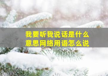 我要听我说话是什么意思网络用语怎么说