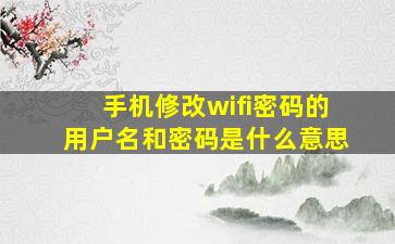 手机修改wifi密码的用户名和密码是什么意思