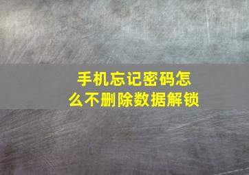 手机忘记密码怎么不删除数据解锁