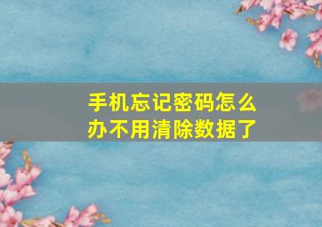 手机忘记密码怎么办不用清除数据了