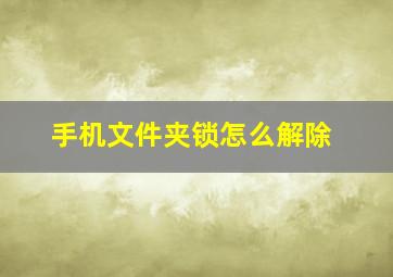 手机文件夹锁怎么解除