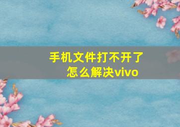 手机文件打不开了怎么解决vivo