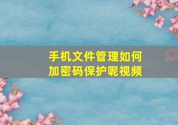 手机文件管理如何加密码保护呢视频