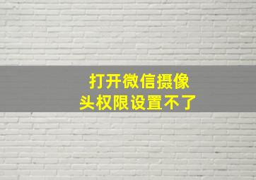 打开微信摄像头权限设置不了