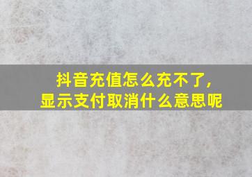 抖音充值怎么充不了,显示支付取消什么意思呢