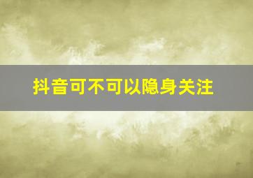 抖音可不可以隐身关注