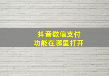 抖音微信支付功能在哪里打开