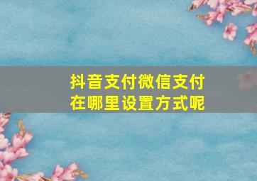 抖音支付微信支付在哪里设置方式呢