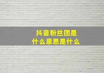 抖音粉丝团是什么意思是什么