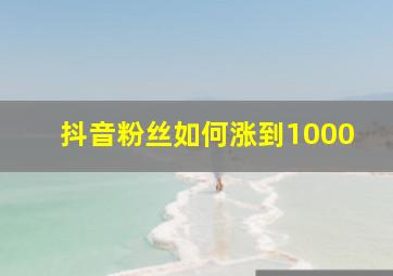 抖音粉丝如何涨到1000