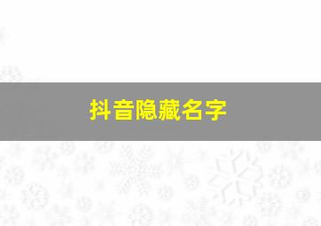 抖音隐藏名字