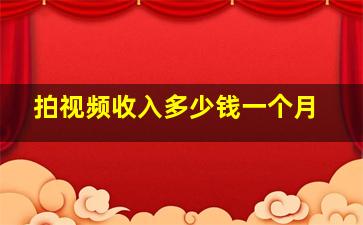 拍视频收入多少钱一个月