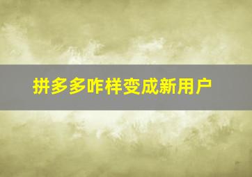 拼多多咋样变成新用户