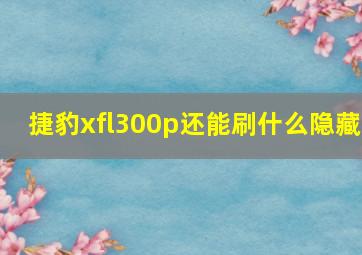 捷豹xfl300p还能刷什么隐藏