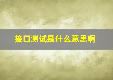 接口测试是什么意思啊