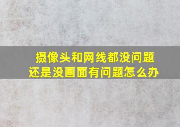 摄像头和网线都没问题还是没画面有问题怎么办